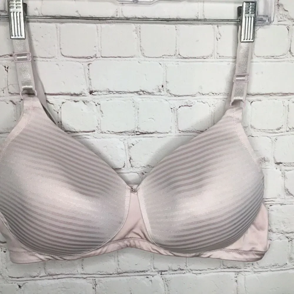 Warner's Women's Pink/Cream Full Coverage‎ Wireless Bra Size 38D